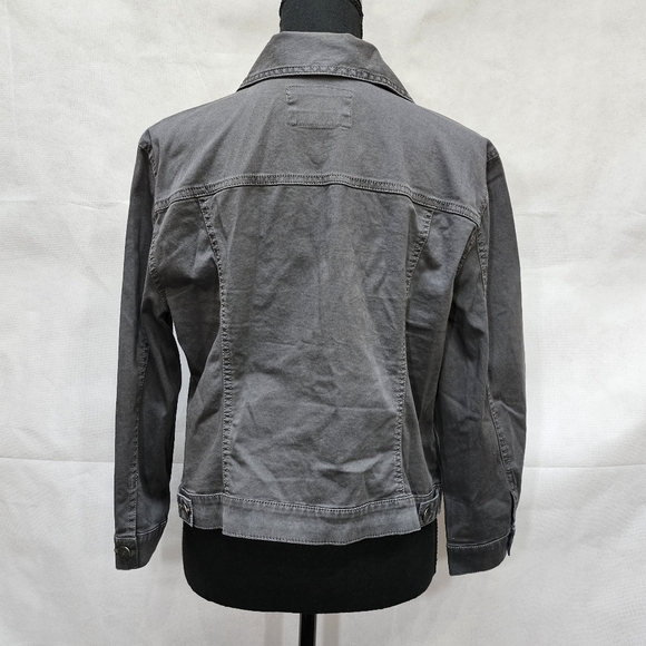 Ann Taylor Loft Grey Button Up Jean Jacket 98% cotton, 2% spandex Size L - Picture 3 of 8